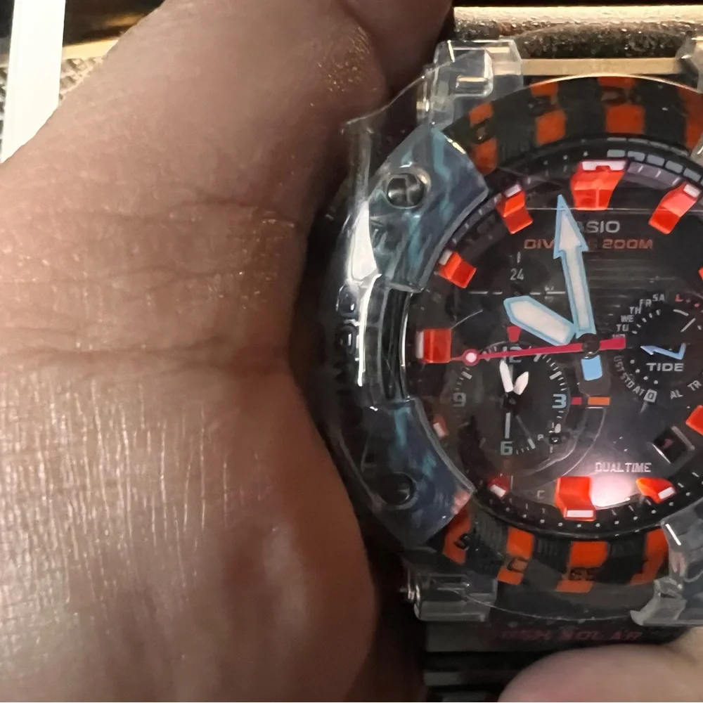 G-Shock Clear Case Black Watch with Orange Accents